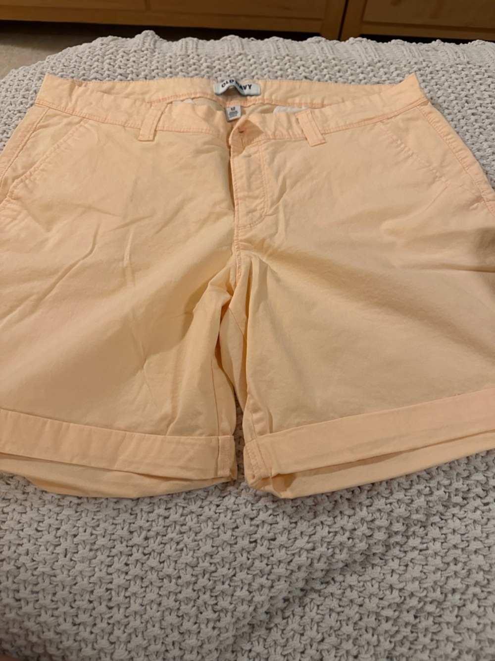 Old Navy Peach Roll-Cuff Chino Bermuda Shorts